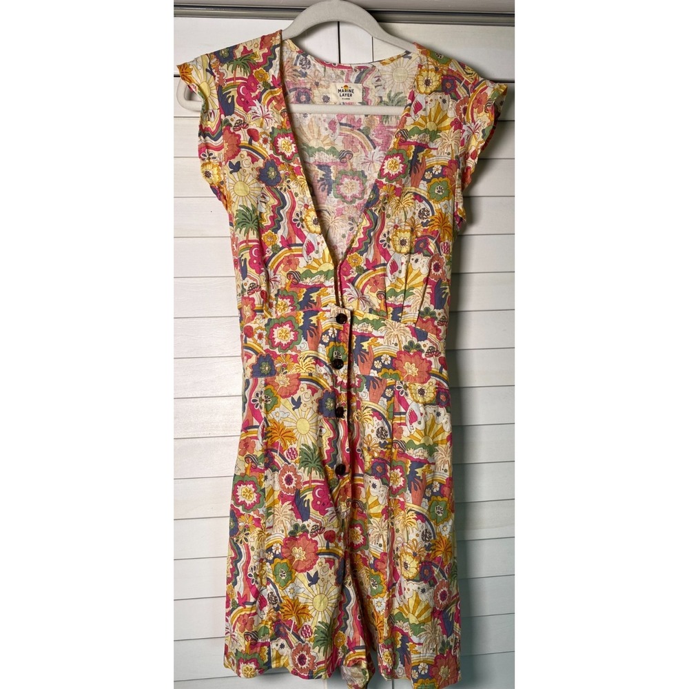 Marine Layer Romper Womens Palm Tree Tropical Camila Vacation | Sz XL